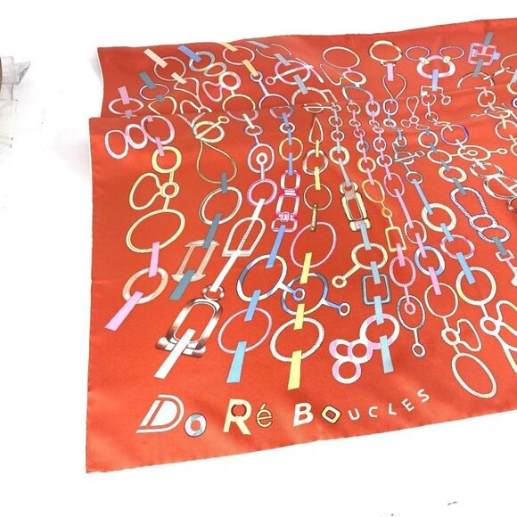 HERMES Carre90 Carre 90 DO RE BOUCLES Scarf silk Orange Unused - Picture 10 of 16